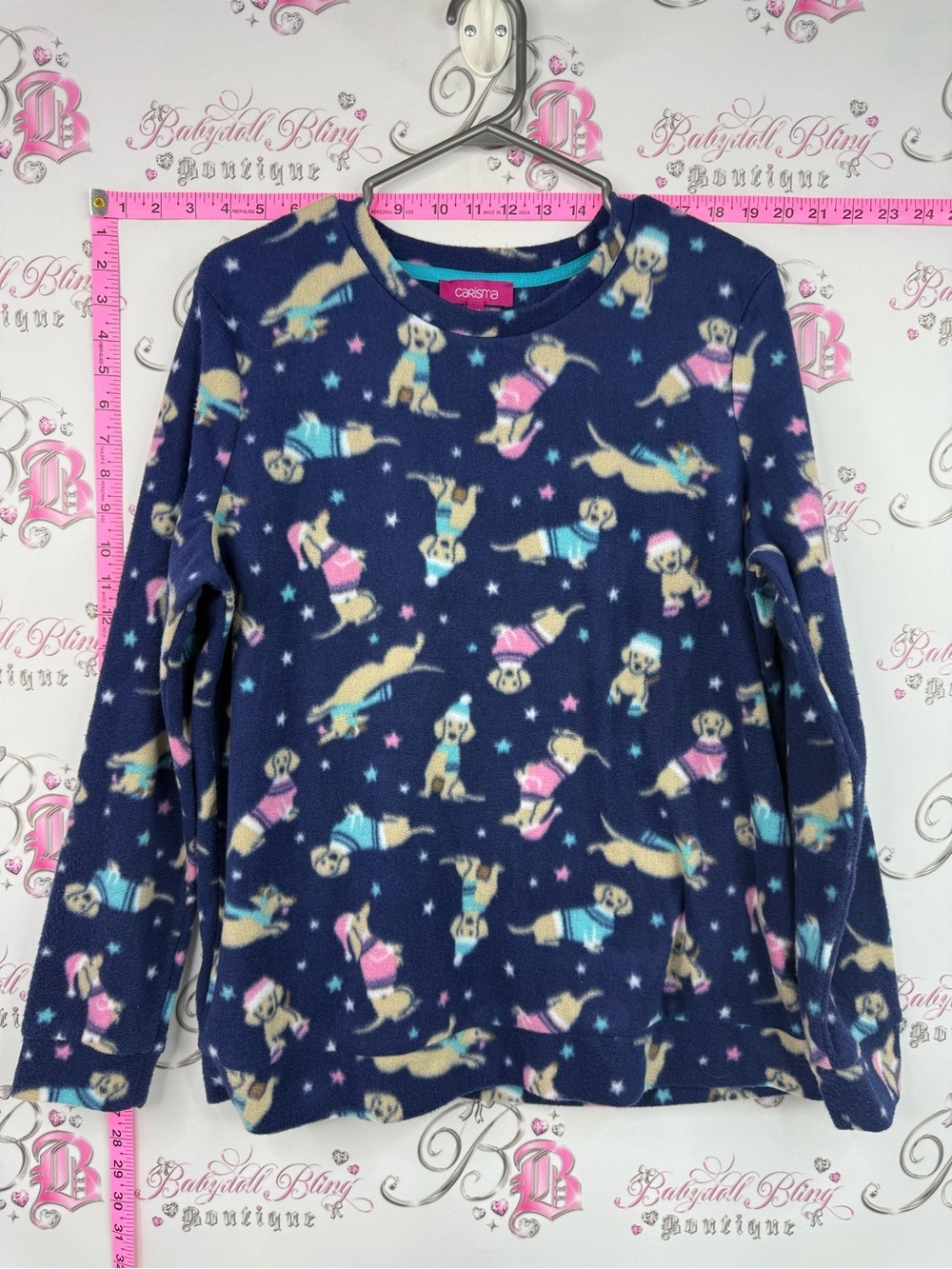 Carisma long sleeve fleece shirt Navy Long-Sleeve Fleece Top with Puppy Print
